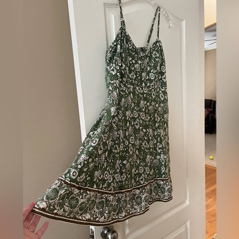 Sincerely Jules Olive Green Floral Dress Adjustable Straps, Lined Size Jrs. XL - Picture 8 of 16
